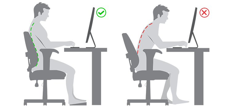 Posturas correctas para trabajar con PC o laptop