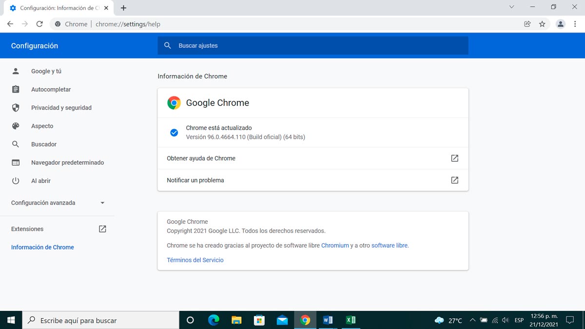 Configuración Google Chrome