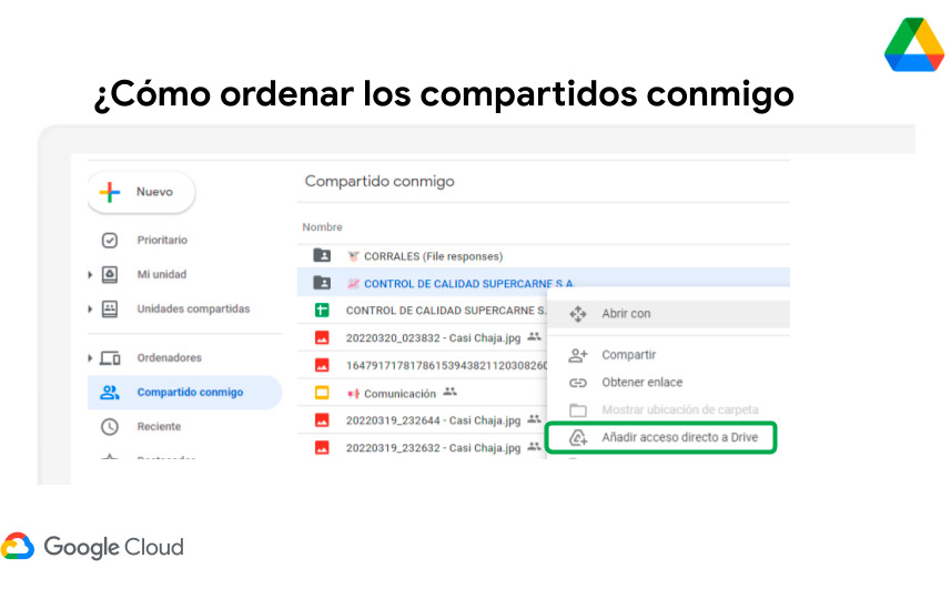 Ordenar compartidos conmigo