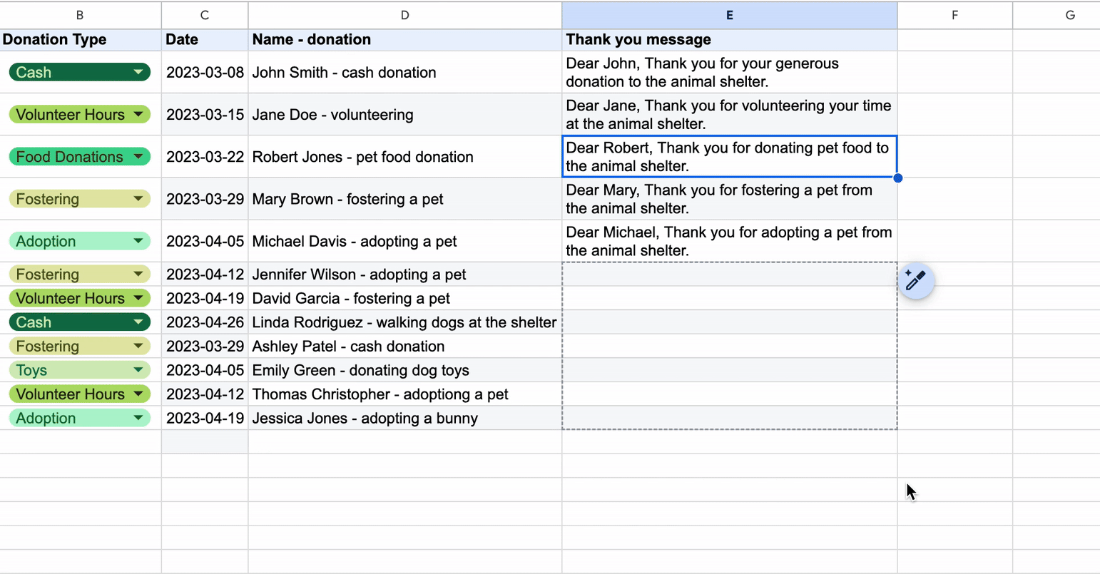 Enhanced Smart Fill in Google Sheets