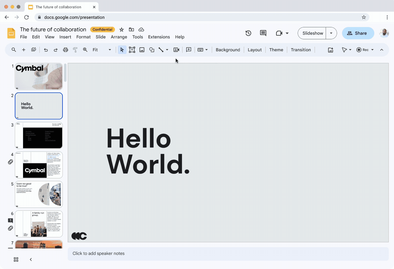 Orador destacado en Google Slides